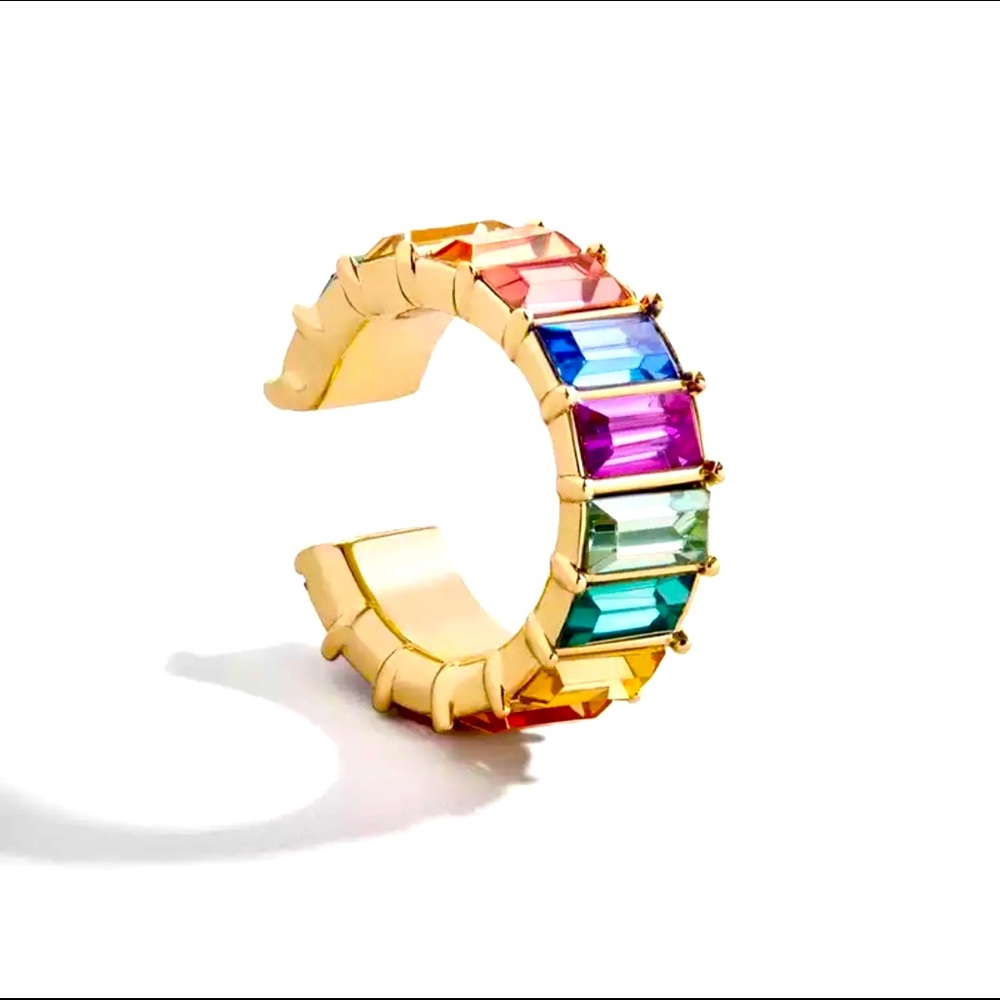 Gold and rainbow ear cuff